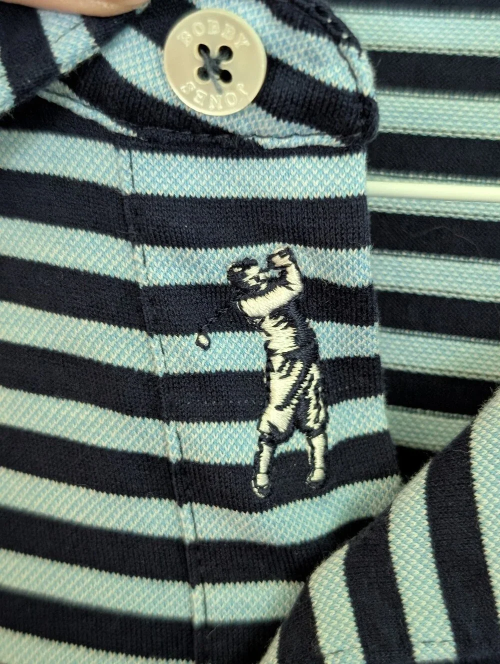 Bobby Jones Masters‎ Polo Navy Striped Polo with Masters Logo